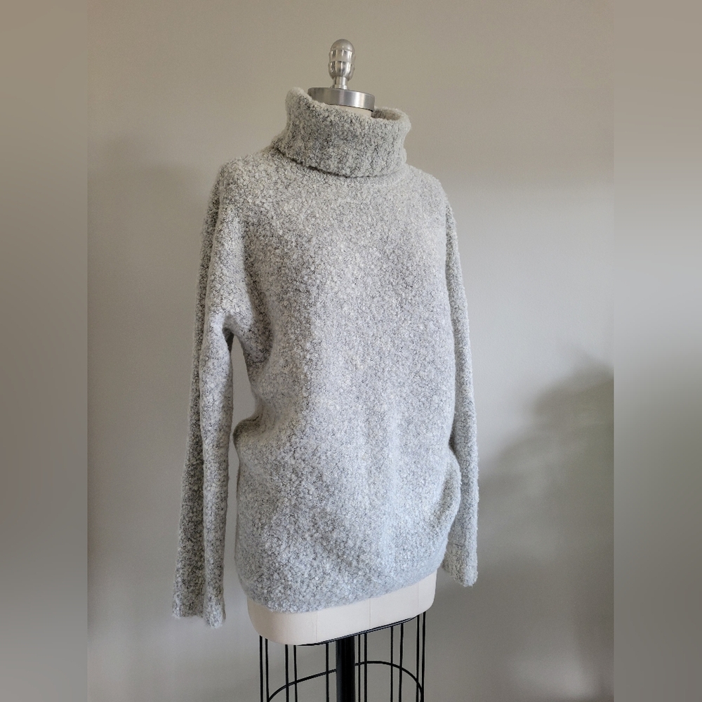 Y2K chunky slub knit heather grey turtleneck from the 2000s